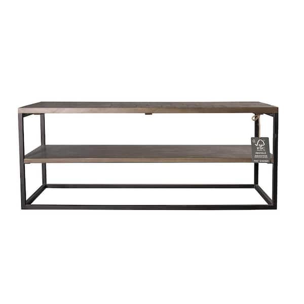 AndMakers Ohio Rustic Industrial 43.3 in. Ash Gray Rectangle Reclaimed Wood Coffee Table