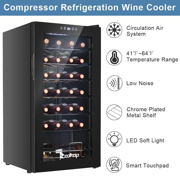 Winado 16.9 in. 28-Bottle Compressor Freestanding Wine and Beverage Cooler  462301148445 - The Home Depot