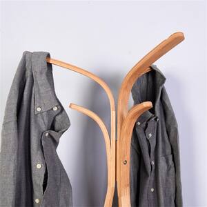 Natural Living Room Bamboo Coat Rack with Storage Rack