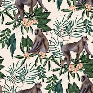Beige Morris Cream Tropical Jungle Wallpaper Sample