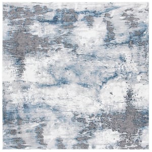 Craft Gray/Blue 7 ft. x 7 ft. Distressed Abstract Square Area Rug