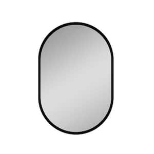 21 in. W x 31 in. H Oval Recessed or Surface Mount Aluminum Medicine Cabinet with Mirror in Black for Bathroom