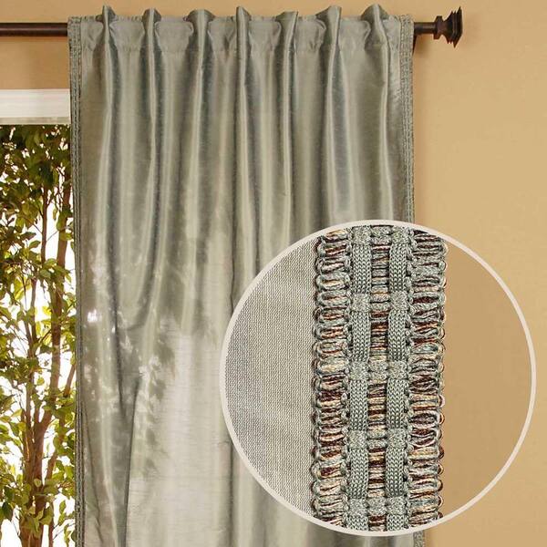 Home Decorators Collection Semi-Opaque Polysilk Rulu Blue Back Tab Curtain