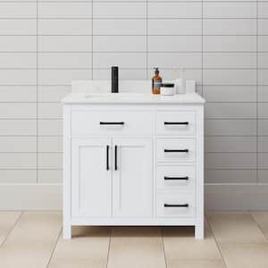 Beckett 36 in. W x 22 in. D x 35 in. H Single Sink Bathroom Vanity in White with Carrara Cultured Marble Top