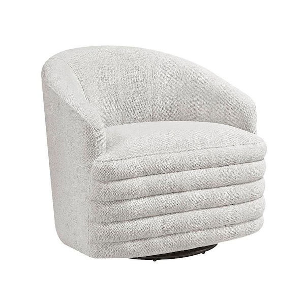 Ellie Chenille Upholstery Beige Swivel Arm Chair