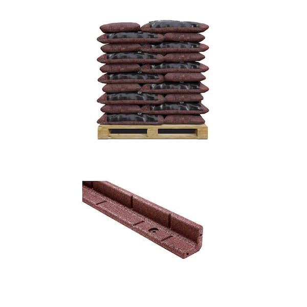 75 cu. ft. Red Shredded Rubber Mulch and 48 in. x 3 in. Rubber Edging (48-Pack) Combo