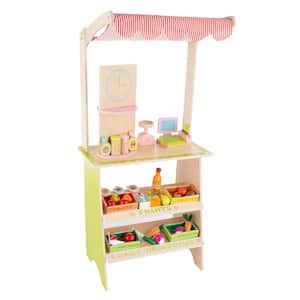 Kids Wooden Fresh Market Grocery Store Stand with Accessories
