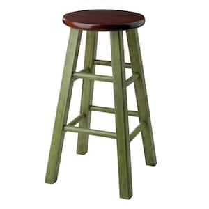 Ivy 24 in. Rustic Green and Walnut Counter Stool