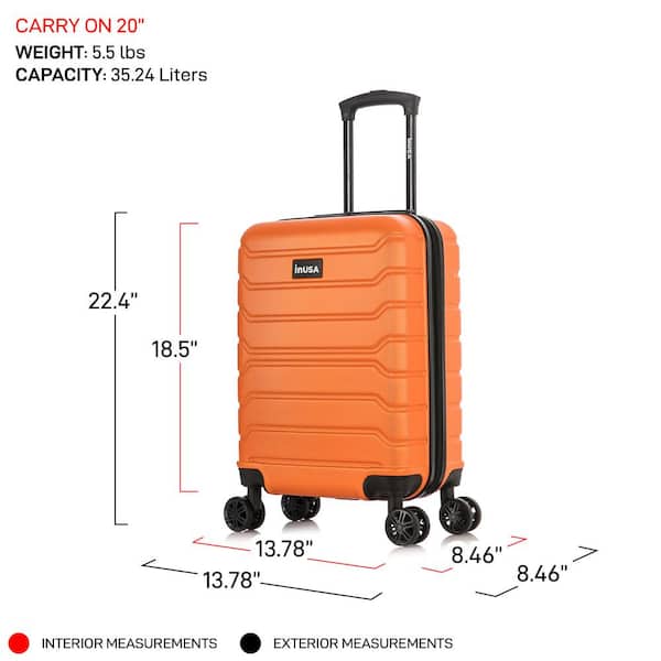 InUSA Trend 20 in. Orange Lightweight Hardside Spinner Carry On