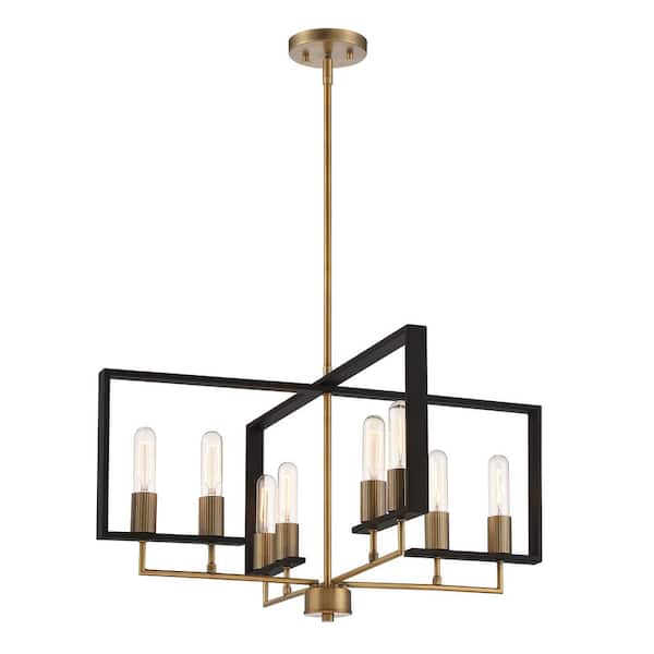 Designers Fountain Chicago PM 8-Light Modern Old Satin Brass Chandelier For Dining Rooms