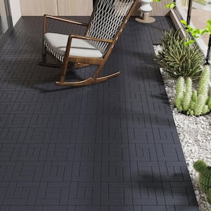 12 in. x 12 in. Dark Gray Outdoor Modular Interlocking Deck Tile Floor Tile, DIY, 44-Pieces