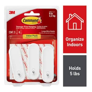 Command Large Utility Hooks, White, Damage Free Decorating, 6 Hooks and 12 Command  Strips 17003-6ES - The Home Depot