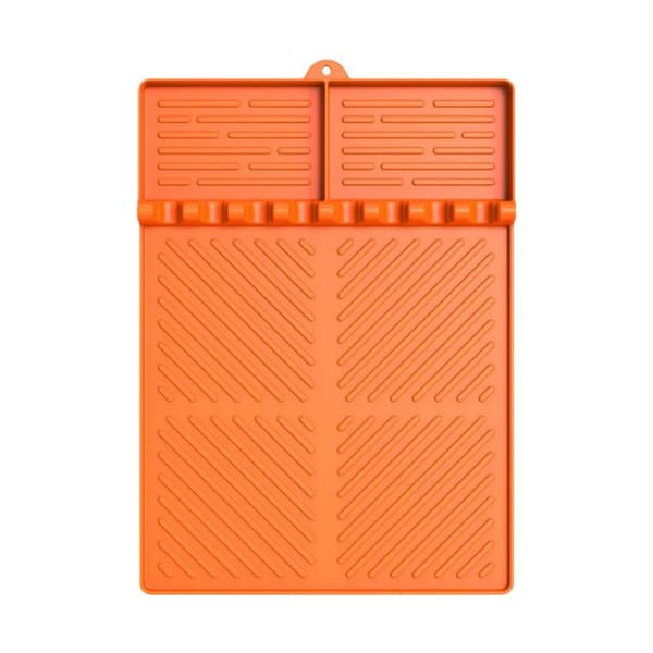 16 in. Silicone Grill Mat with Drip Pad Compatible with Blackstone for Outdoor Kitchen Counter, Orange