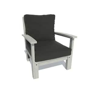 Bespoke Coastal Teak Recycled Plastic Outdoor Deep Seating Lounge Chair with Jet Black Cushion