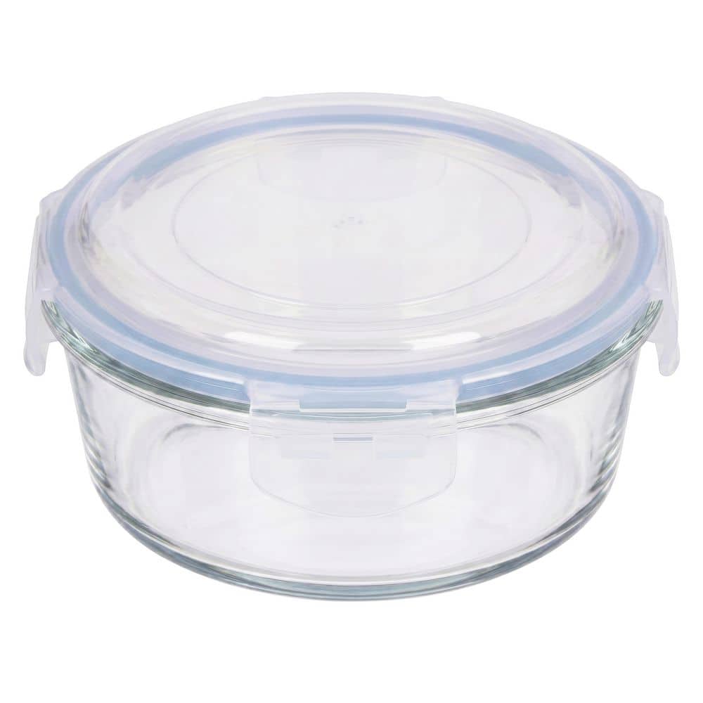 Round Glass Food Storage Container with Lid 950ml 4.1 Cup
