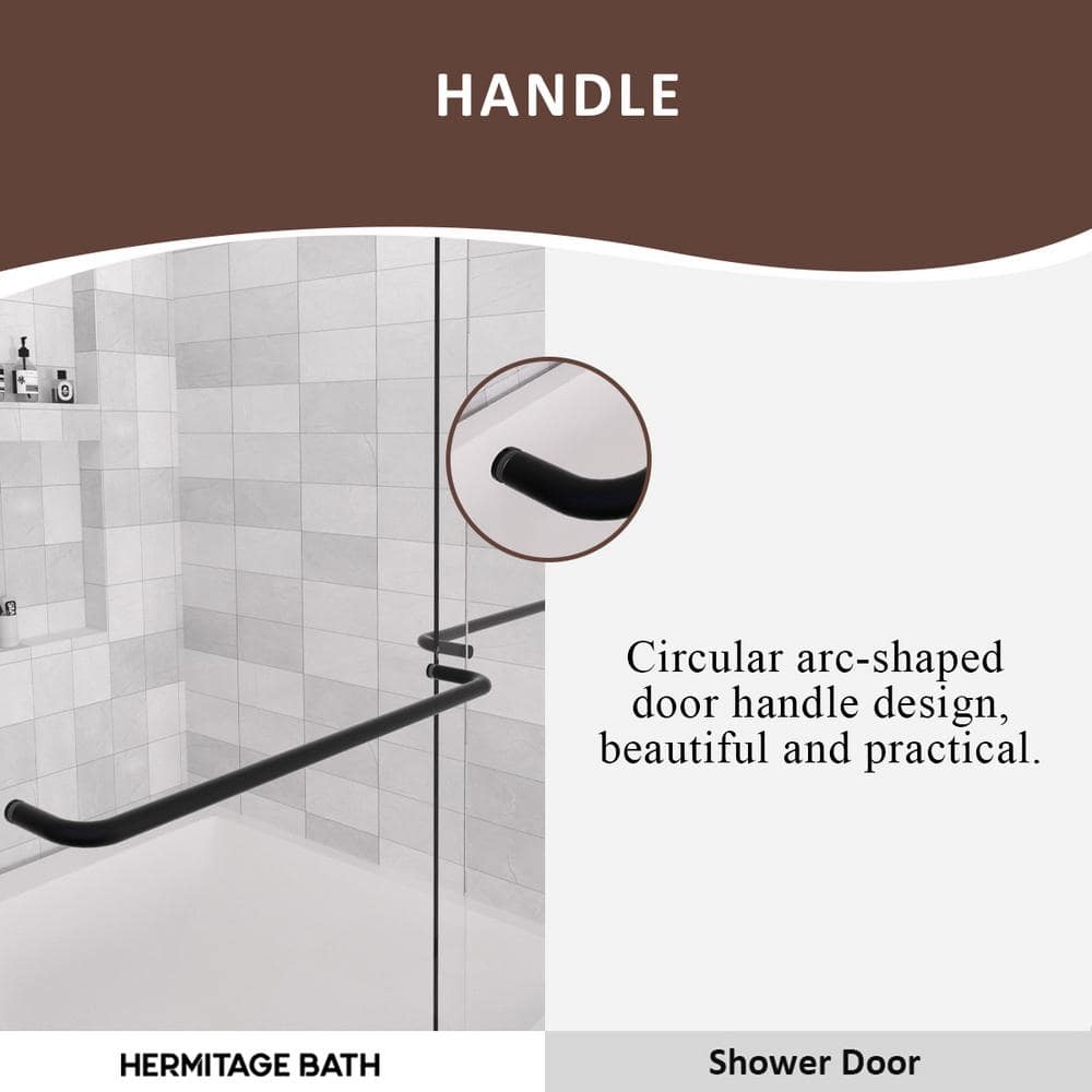 Nepti Matte Black Semi-Frameless Sliding Shower Door with Clear Glass