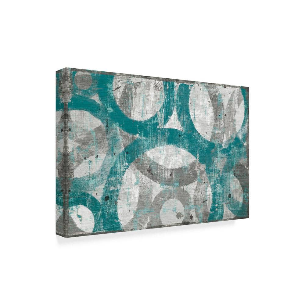 Teal and Gray Abstract Canvas Print with Hidden Frame