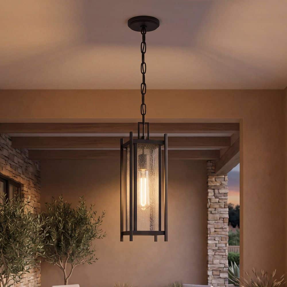 Jacobs 5.75 in. W x 18.25 in. H 1-Light Matte Black Outdoor Hanging Lantern with Clear Mica Glass Shade price history on PriceWatchPro
