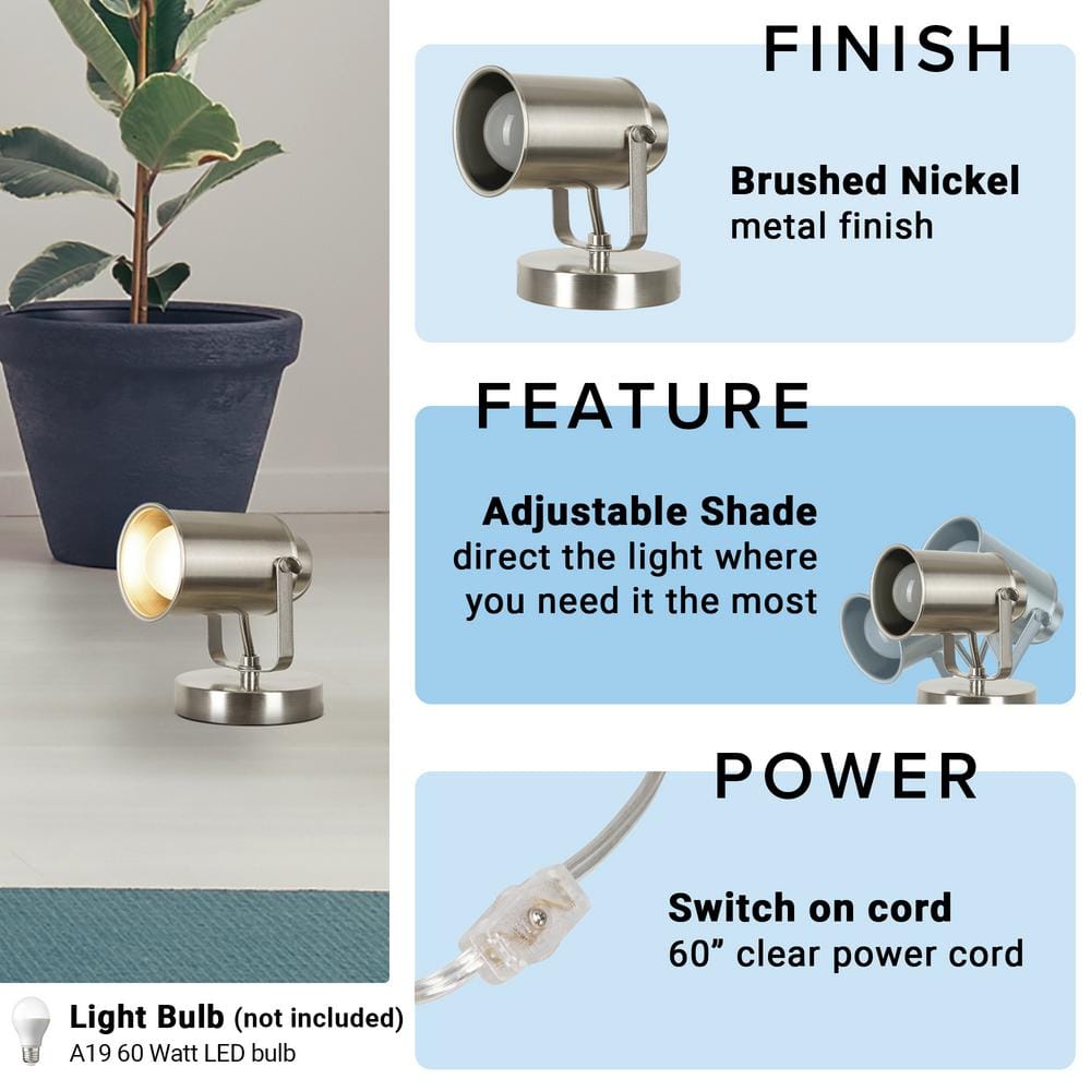 6" Silver Adjustable Spotlight Desk or Wall Mount Lamp