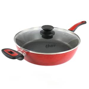 Claybon 3.8 qt. Aluminum Nonstick Saute Pan With Lid in Speckled Red