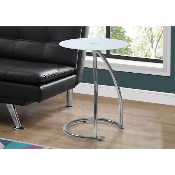 Monarch Specialties Frosted Glass and Chrome Glass Top End Table