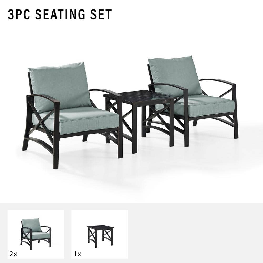 Kaplan 3-Piece Outdoor Seating Set with Mist Cushions