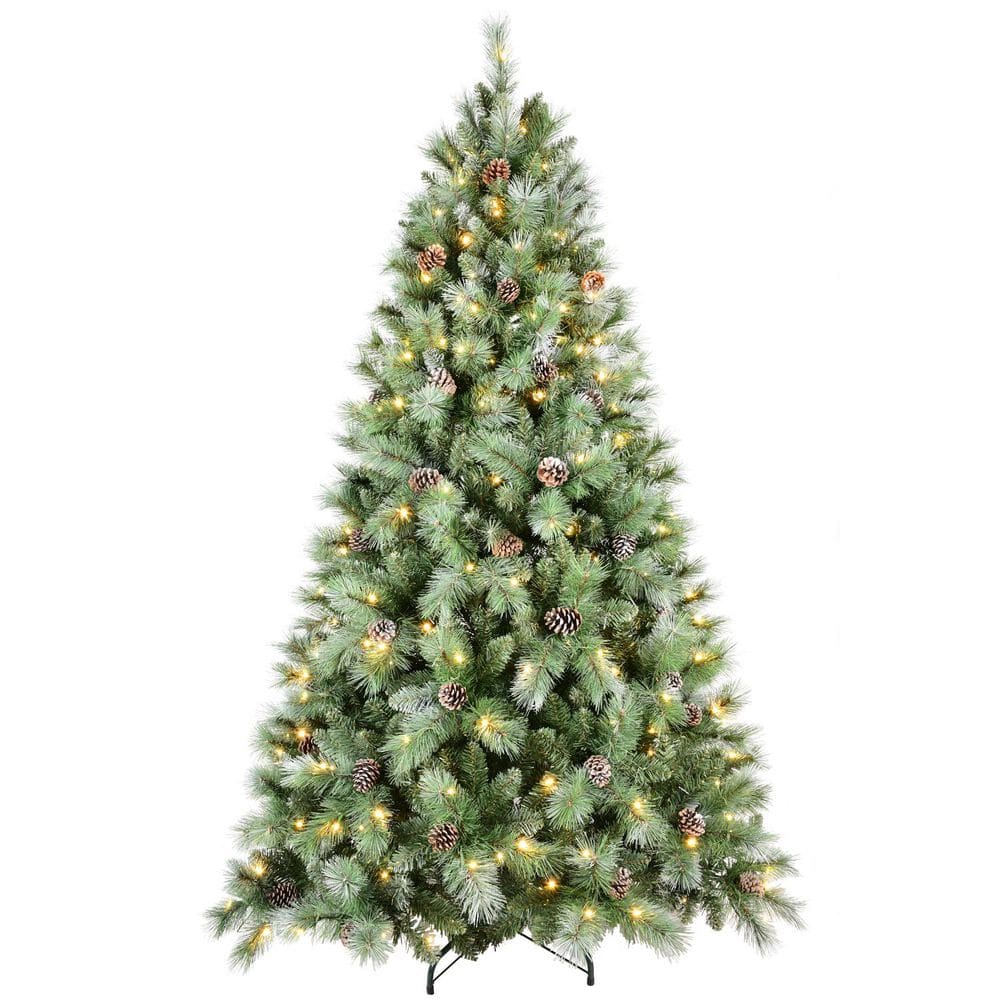 7.5 ft. Artificial Christmas Tree with with 450 Warm White LED Lights, 1588 PVC & Hard Needle Tips, 102 Pine Cones price history on PriceWatchPro