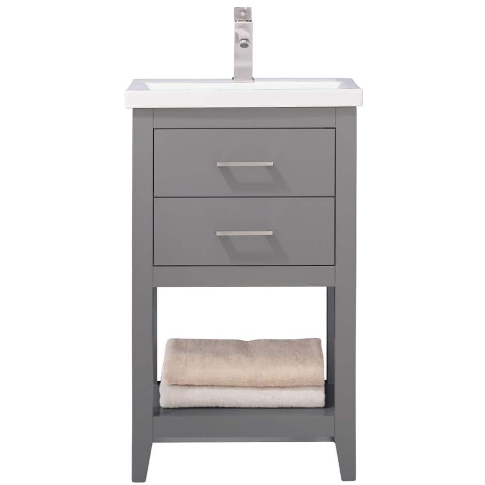 Design Element Cara 20 In W X 15 In D Bath Vanity In Gray With Porcelain Vanity Top In White With White Basin S02 20 Gy The Home Depot