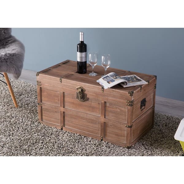  Vintiquewise(TM) Leather Wooden Chest/Trunk : Home & Kitchen
