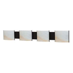 Pannelli 4-Light Oil Rubbed Bronze and Hand-Moulded Honey Alabaster Glass Vanity Light