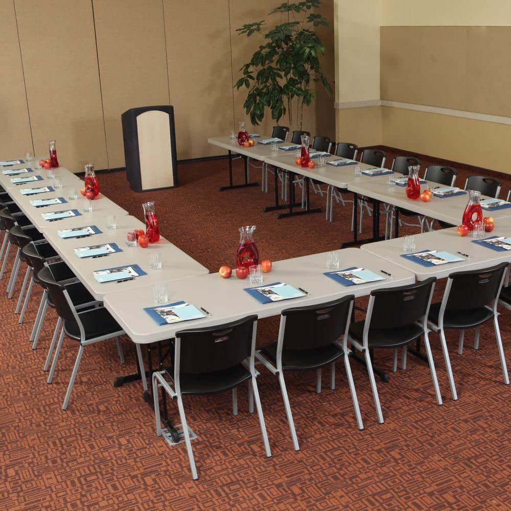 Putty 6-Foot Folding Table with Black Metal Legs