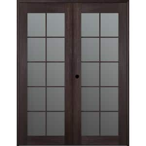 Vona 10 Lite 72 in. x 96 in. Right Hand Active Frosted Glass Veralinga Oak Wood Composite Double Prehung French Door