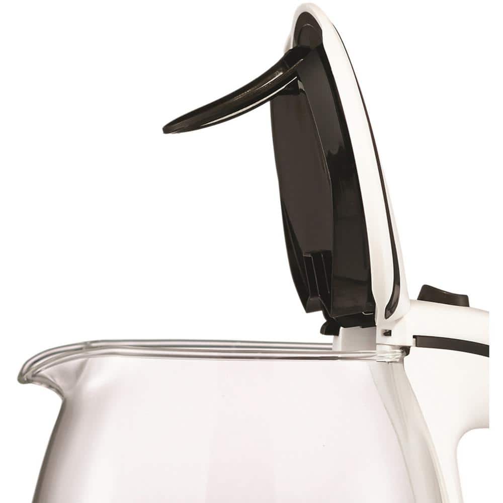 Brentwood 1.7L White Glass Electric Tea Kettle with LED Light
