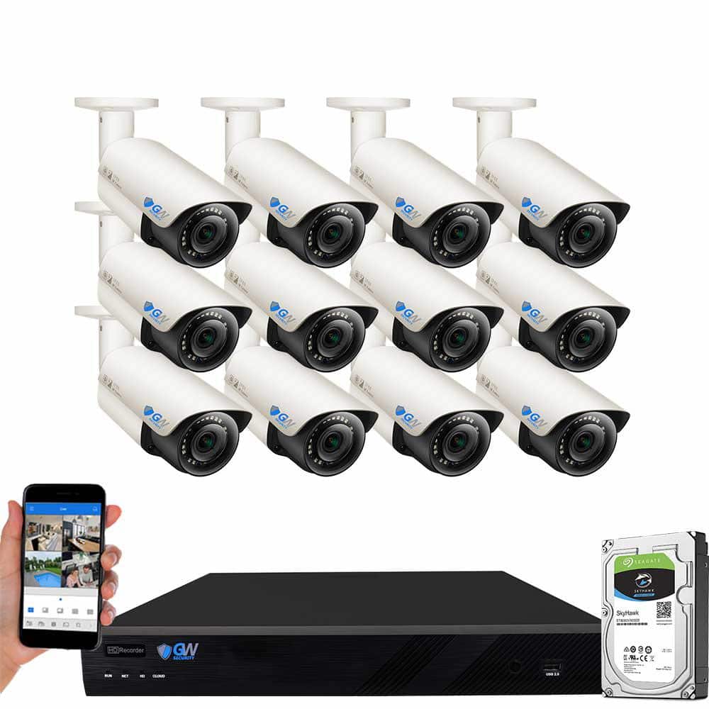 GW Security 16-Channel 8MP 4TB NVR Security Camera System 12 Wired Bullet  Cameras 2.8-12mm Motorized Lens Human/Vehicle Detection GW7050MMIC12-4T  The Home Depot