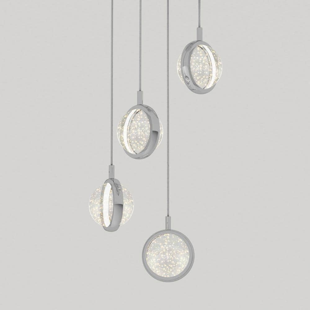 Avalon Chrome LED Pendant Light with Adjustable Glass Spheres