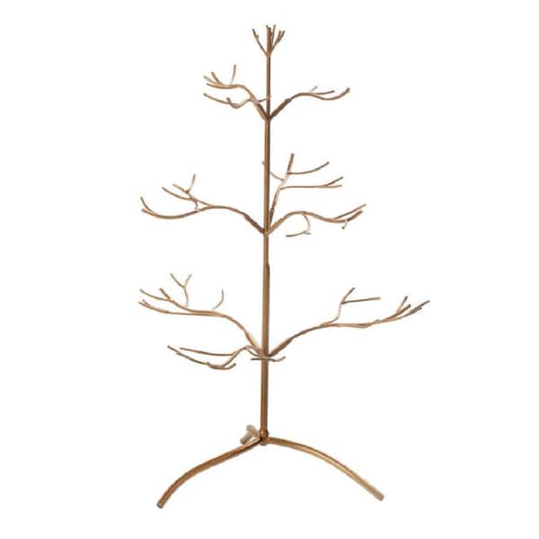 25 in. Gold Metal Ornament Tree with Hanging Branches