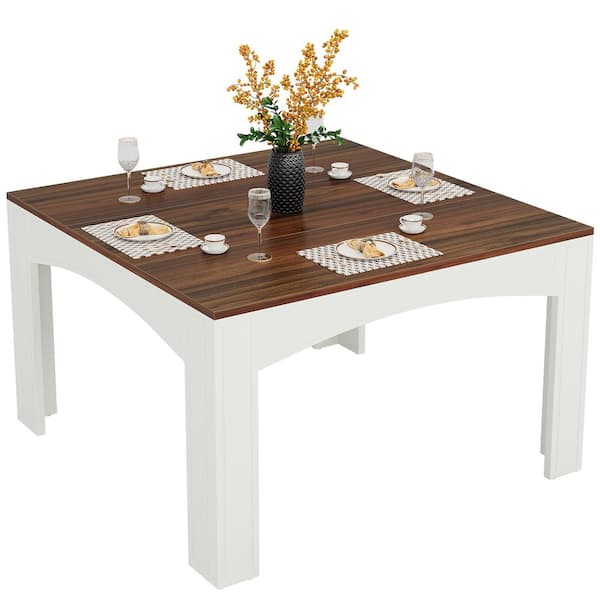 BYBLIGHT Roesler Square Walnut Engineered Wood 39 in. 4-Legs Dining Table Seats 4, Kitchen Table Dinner Table for Small Space