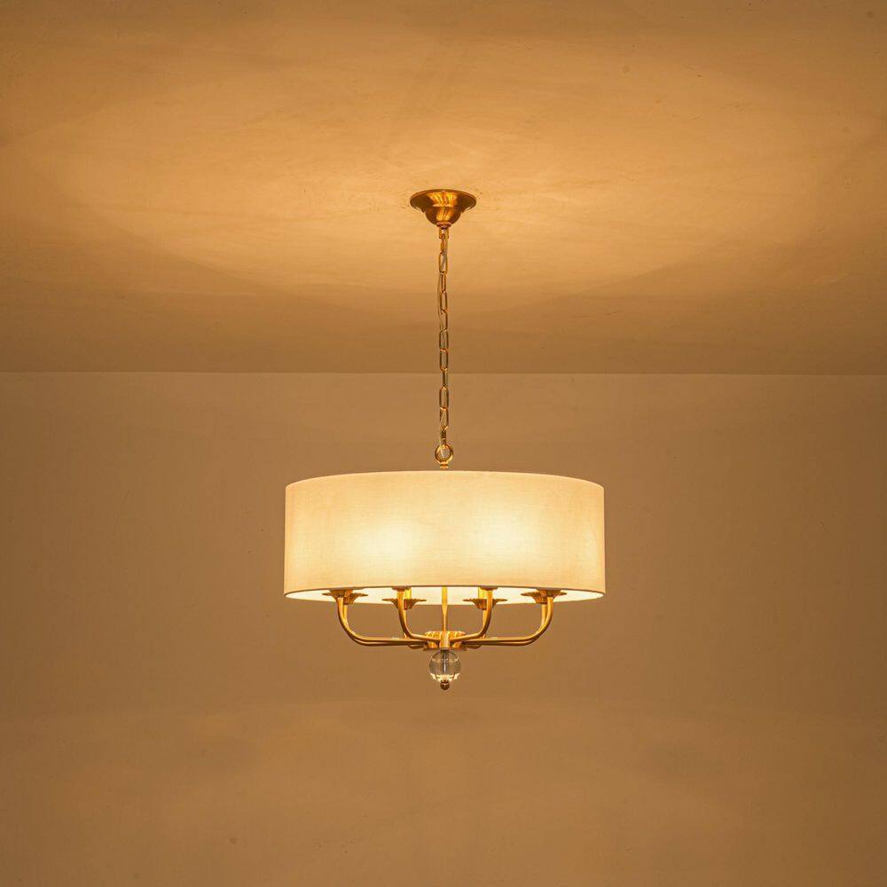 Parrett 8-Light Farmhouse Traditional Gold Fabric Drum Chandelier for Dining Room price history on PriceWatchPro