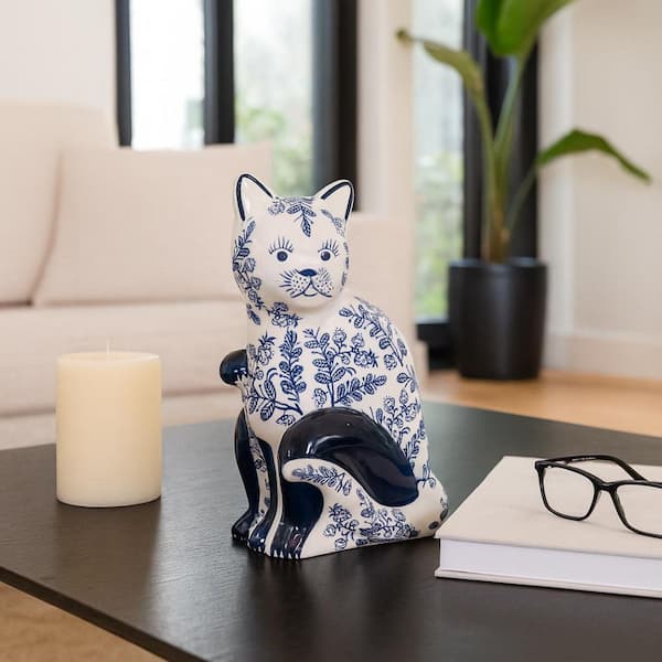 Liv & Skye Blue 5 in. x 8 in. Stoneware Novelty Sitting