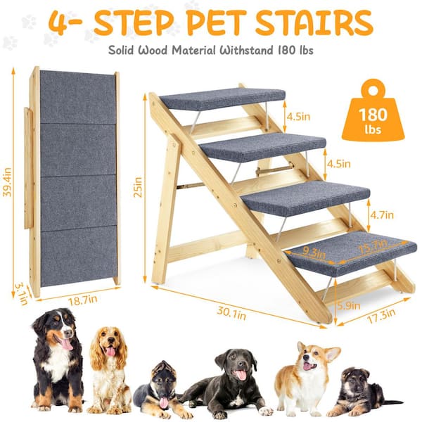 FUFU&GAGA Upgraded 2-in-1 Dog Pet Stairs, Foldable Pet Ramp with 4