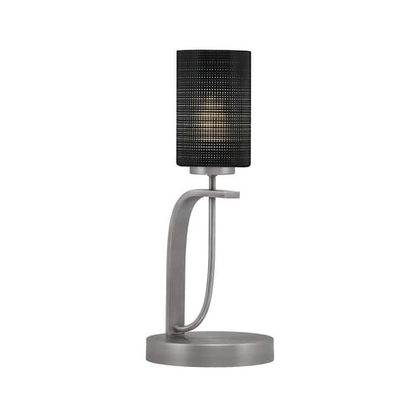 Unbranded Olympia 16.75 in. Graphite Piano Desk Lamp with Black Matrix Glass Shade