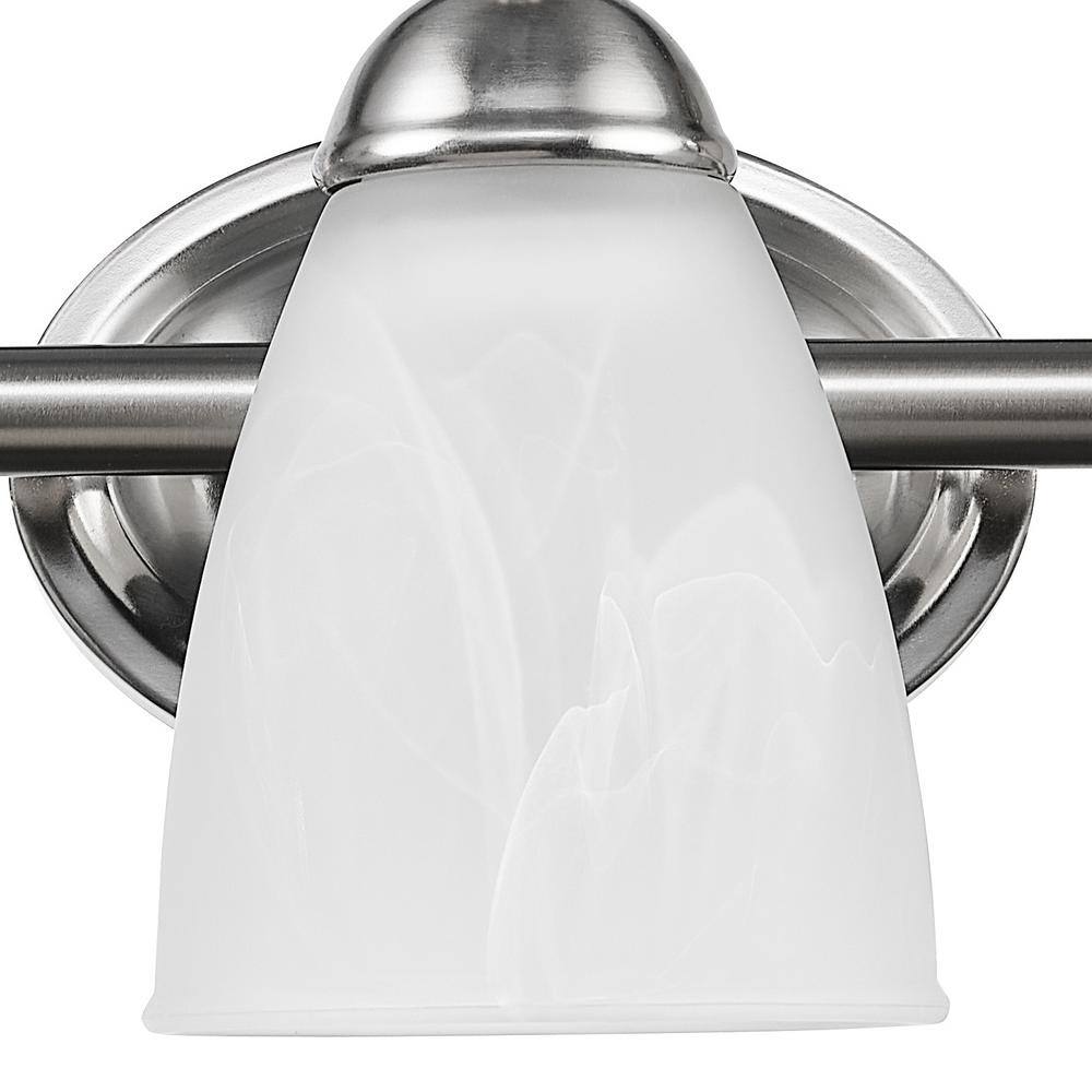Diana Satin Nickel 3-Light Vanity with Alabaster Glass Shades