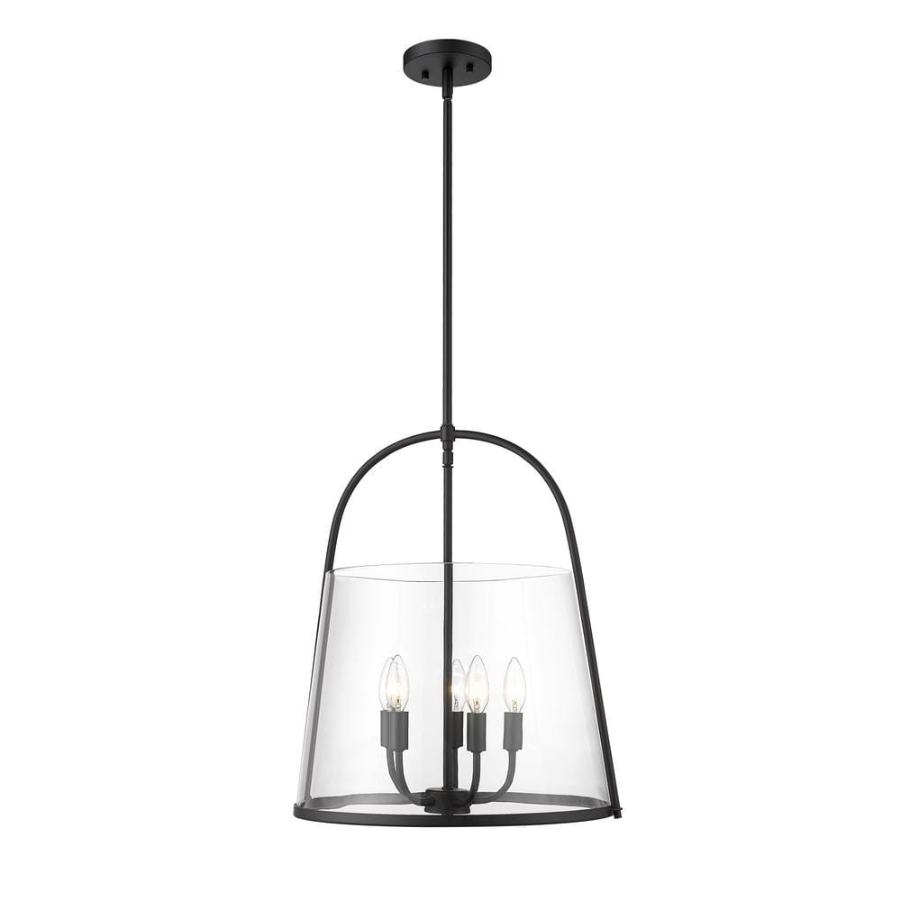 Matte Black Steel and Glass 5-Light Pendant