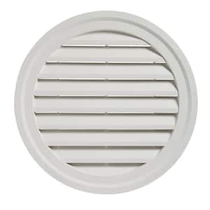 22.25 in. x 22 in in. Round Top White PVC Weather Filter Gable Louver Vent