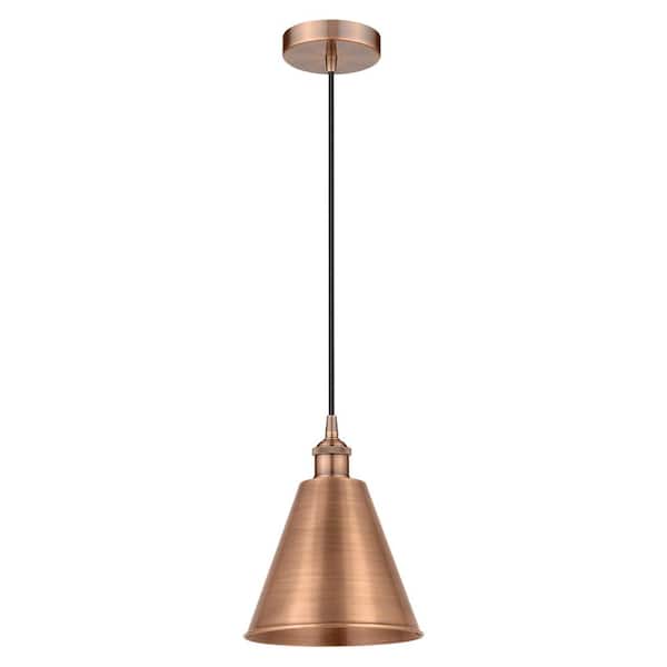 Edison Cone 100-Watt 1-Light Antique Copper Standard Mini Pendant Light with Metal Shade