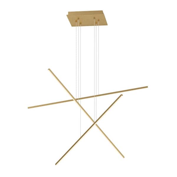 KUZCO Vega Minor 3 Head 1 Light 69-Watt Brushed Gold Integrated LED Pendant Light