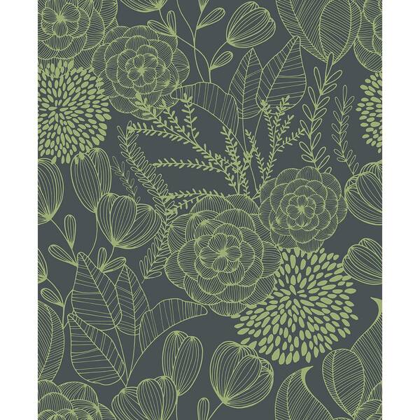 A-Street Prints Alannah Green Botanical Green Wallpaper Sample