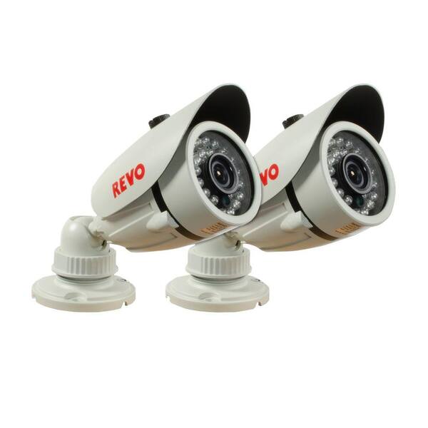 Revo 1200 TVL Indoor/Outdoor Bullet Surveillance Camera with 100 ft. Night Vision and BNC Conversion Kit (2-Pack)