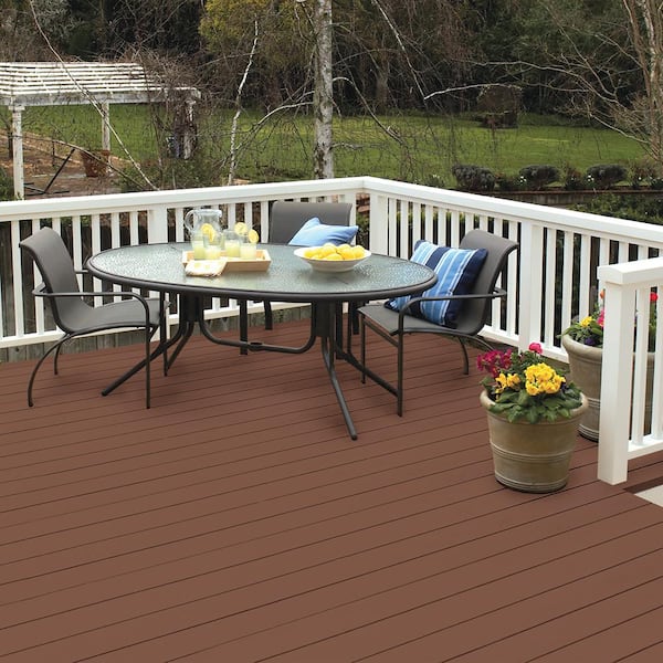 BEHR DECKplus 5 gal. #SC-330 Redwood Solid Waterproofing Exterior Wood Stain BEHR DECKplus 5 gal. #SC-330 Redwood Solid Waterproofing Exterior Wood Stain