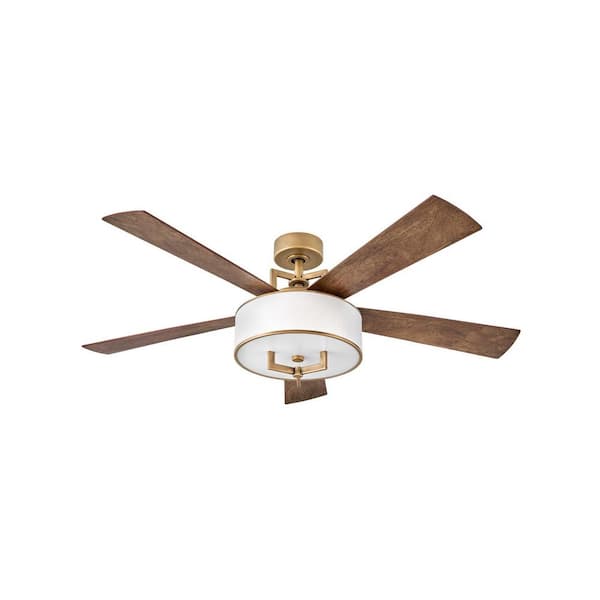 Hampton 56 in. Integrated LED Indoor Heritage Brass Ceiling Fan with Wall Switch